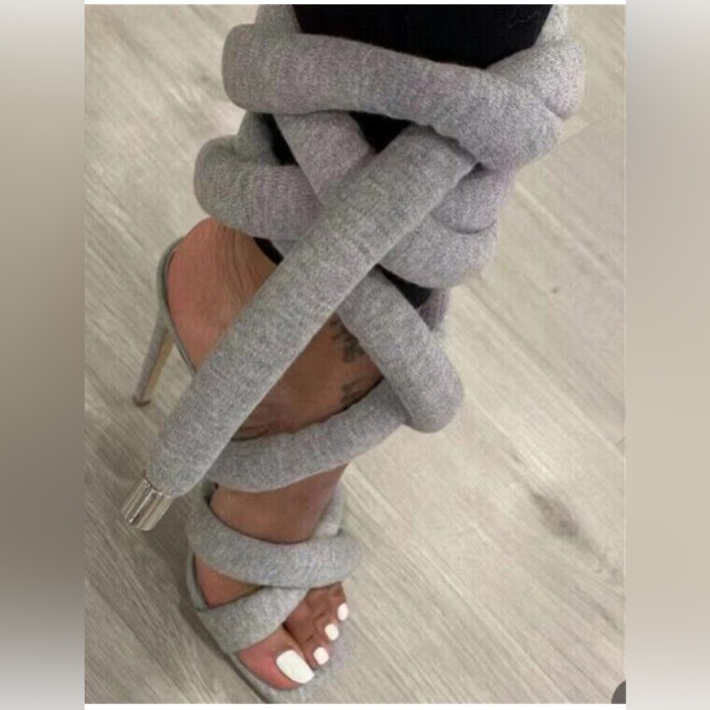 SHEIN Gray Wrap-Around Heels